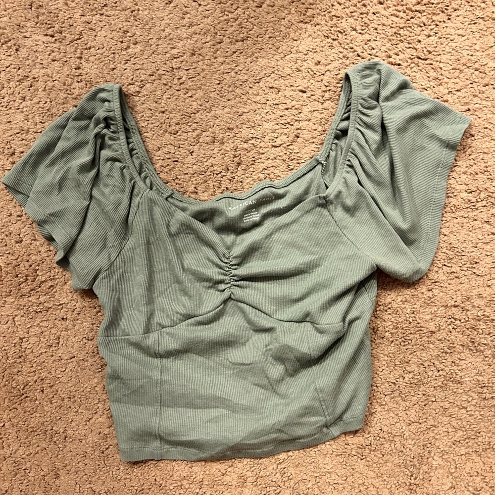 Green American eagle crop top